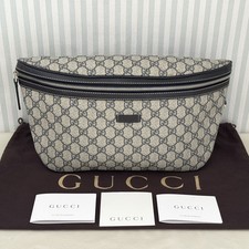 GUCCI GG Supreme 211110 Body Bag Beige Navy Pelle Cintura Marsupio Uomo Italia