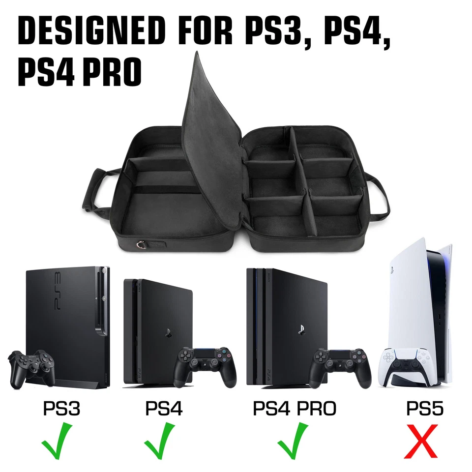 USA GEAR Case for Sony PlayStation 4 Pro / PS4 Pro 4K Travel Case Carrying Bag - Image 2 of 4
