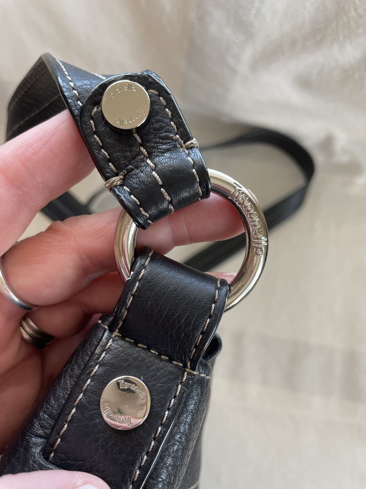 Tignanello Patchwork Leather Black Silver Camel C… - image 22