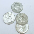 Washington Quarters, LOT OF 4 - 90% Silver 1932 - 1964, Circulated Coins #8912