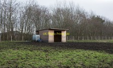 Photo 12x8 Wooden shelter in field Consett A shelter for horses in a small c2016