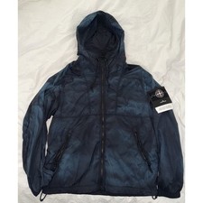 STONE ISLAND SKIN TOUCH NYLON-TC CORROSION TREATMENT HOODED JACKET BLUE RARE