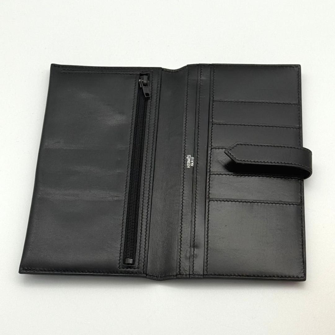 Hermes BeAin Classic Wallet Leather Black Silver Hardware 9.5x17.5cm thumbnail 3