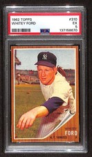 1962 Topps #310 Whitey Ford HOF PSA 5 EX C104749