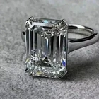 3CT Emerald Cut Lab Created Diamond Engagement Ring 14K White Gold Plated