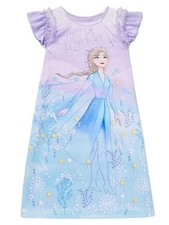Disney Frozen Girls Nightgown Pajamas Purple Size 8 Short Sleeve Elsa Graphic