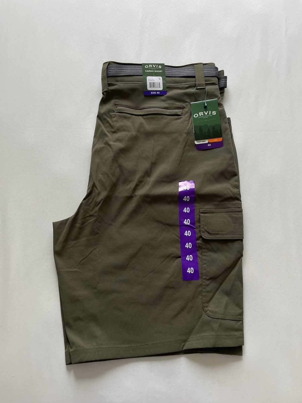 Orvis Cargo Shorts Men’s Size 40 Olive Green (belt included)