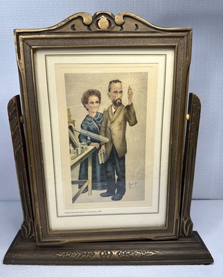 Antique 1904 Vanity Fair Radium Print Marie Pierre Curie Art Nouveau Frame READ