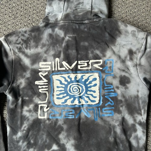 Sudadera con Capucha Quiksilver Para Hombre Talla Pequeña Tie Dye Pullover Estampado Gráfico Negro Blanco - Imagen 6 de 9