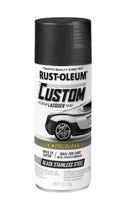Rustoleum Custom Premium Lacquer Paint Black Stainless Steel 11 Oz 323354