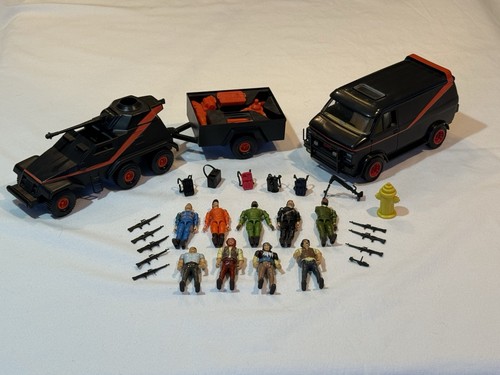 Galoob The A-Team Playset Van, Armored Vehicle, Trailer, Action Figures, Weapons