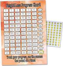 Weight Loss Progress Tracker Chart, 6 Stone Goal, A4 Size with Gold Star Sticker