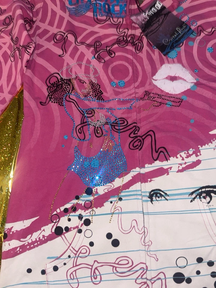 Sudadera con Capucha Crystal Rock de Christian Audigier, Nueva, Para Mujer Talla Mediana Foto 4 de 4