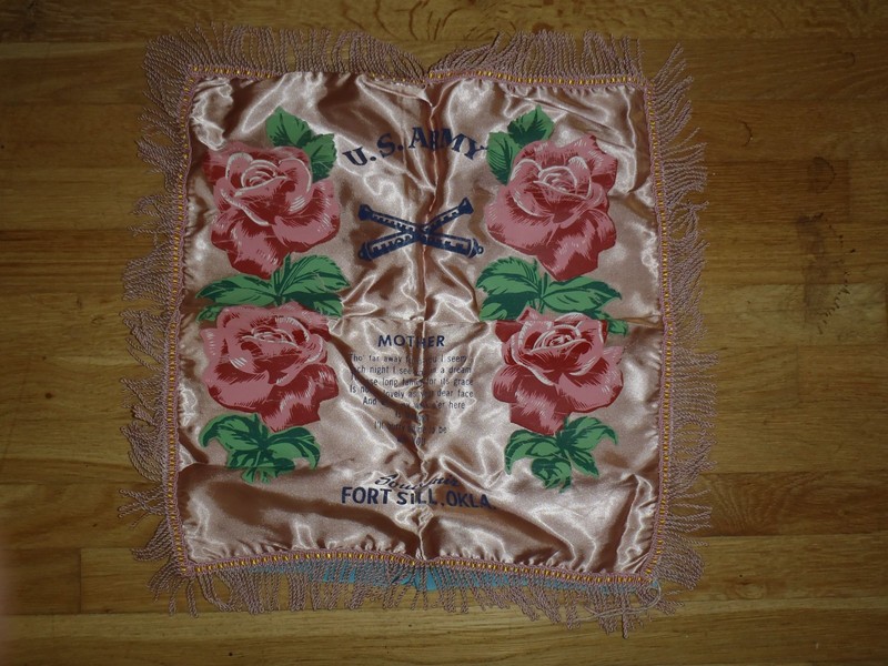 U.S. Army Souvenir Fort Sill Oklahoma WWII mother Satin Pillow Cover Case