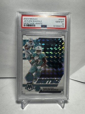 2023 Panini Mosaic - Montage Jaylen Waddle #M-16 White Mosaic Prizm /25 PSA 10