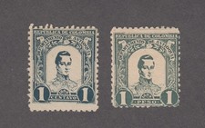 Colombie Antioquia 1899. 1 centavo et 1 peso. Général Cordoue. MNH Sc# 118, 126