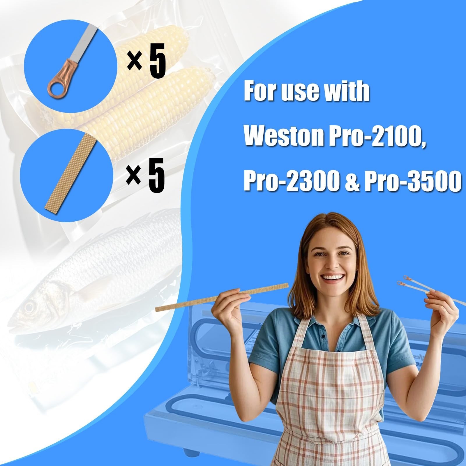 Vacuum Sealer Maintenance Kit, 5 Heat Wires and 5 Seal Bar Tapes, Compatible ...