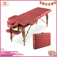 Portable Massage Table 84in Wide Foldable Spa Bed Adjustable Red