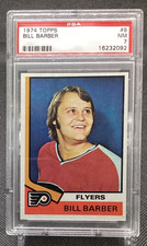 1974-75 Topps - Bill Barber #8 PSA 7 Philadelphia Flyers Red Display