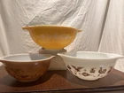 Vintage Pyrex Early American Cinderella Nesting Mixing Bowls 442, 443, 444-Gold