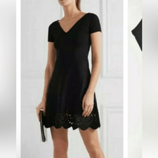 RED Valentino Black Mini Dress with Scalloped Hem