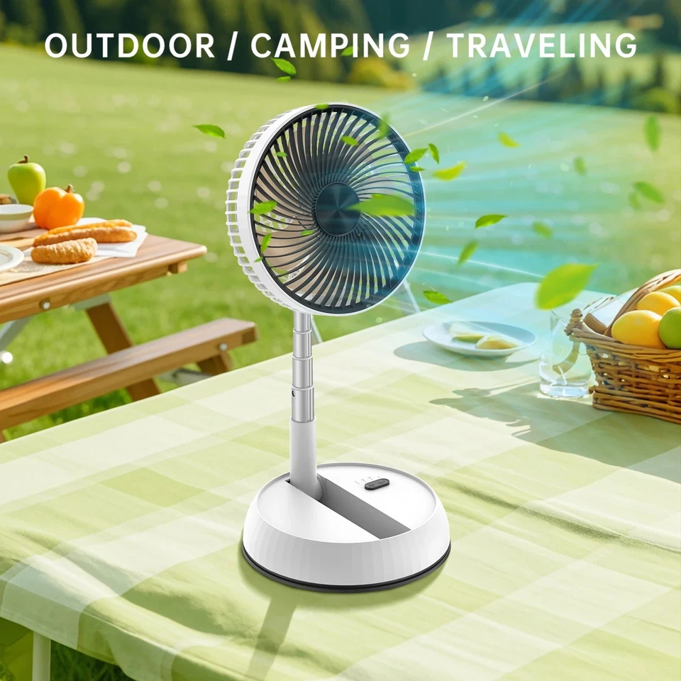 Portable Oscillating Standing Fan – Foldable Rechargeable Desk Pedestal Fan - Image 4 of 4