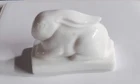 Vintage Heisey By Imperial White Milk Glass #1538 Rabbit Paperweigh Bunny