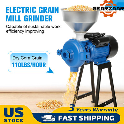 3000W 110V Electric Grain Grinder Corn Wheat Flour Cereal Milling Wet & Dry