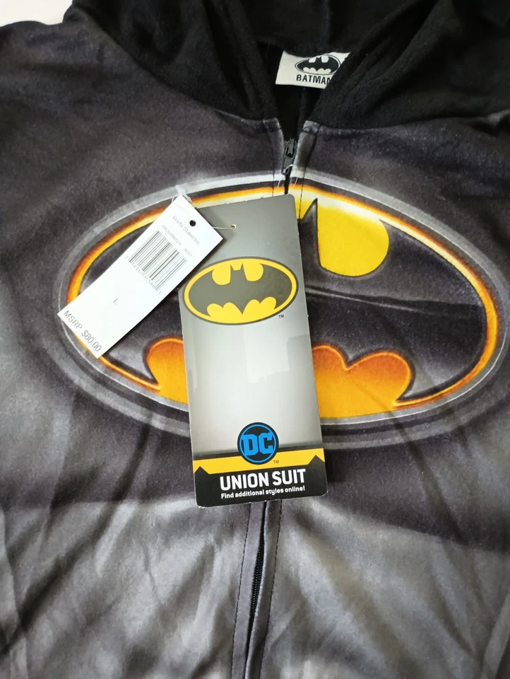 NUEVO CON ETIQUETAS DC Comics Brevemente Declarado Para Hombres Batman Traje de Unión Disfraz Mono Pijama Largo Foto 4 de 4