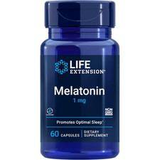 Life Extension Melatonin 1 mg Sleep Support Capsules   Non-GMO, 60 Count