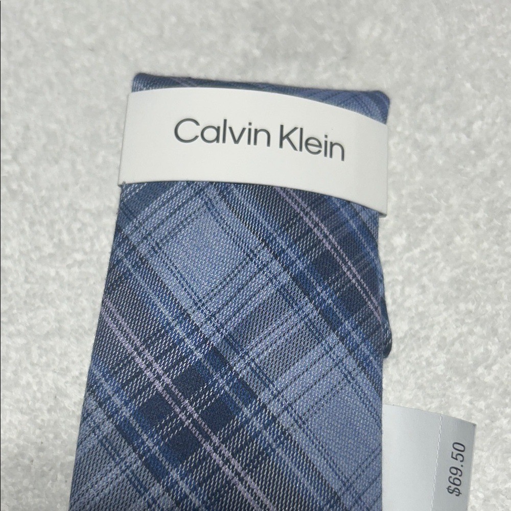 Calvin Klein Classic Blue Plaid Men's Tie NWT thumbnail 2