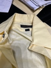 Yves Saint Laurent Button Up 14.5 32 Mens Yellow VTG Spear Collar Dress Shirt