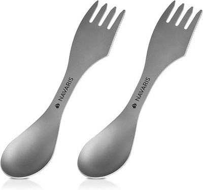 Titanium Spork Camping Utensils (Set of 2) - 3-in-1 Fork, Spoon, Knife Cutlery C