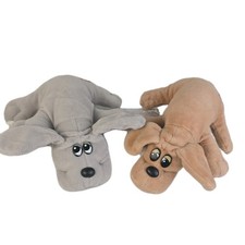 Vintage 1985 Tonka Pound Puppies 9"  8 " Stuffed Plush Brown Grey Dogs