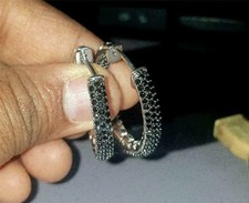 1.00Ct Lab Created Diamond Huggie  Hoop Women's Earrings 14K White Gold Plated