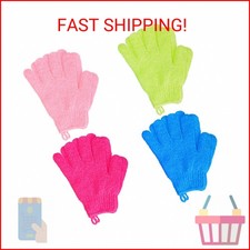 4 Pairs Bath Exfoliating Gloves Scrub, Double Sided Bath Mitts Scrubs for Shower