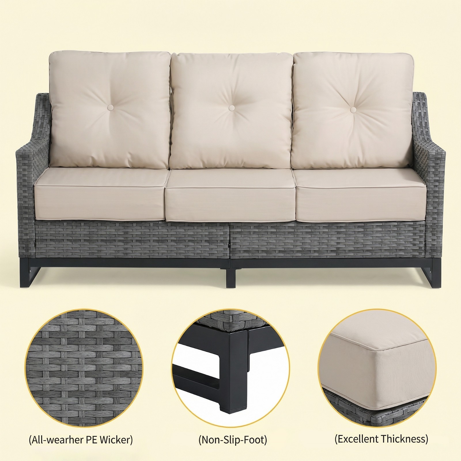 patio furniture set w/ fire table Sofa  Chairs ottoman & Side Table CSA cushions alternate view 5