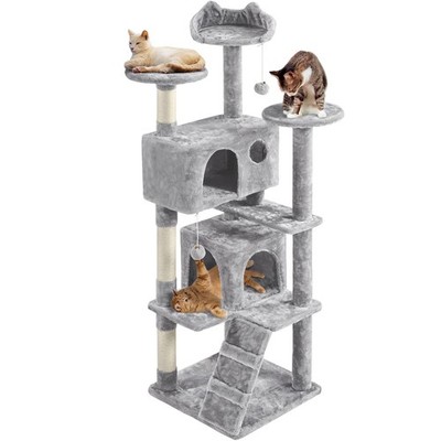 61''Cat Tree for Indoor Cats,Cat Tower w/Scratching Posts Spacious Perch&Platform