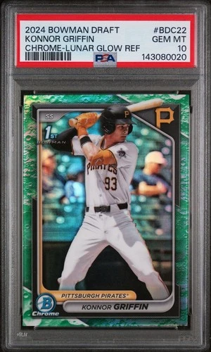 2024 Bowman Chrome Lunar Glow Refractor Konnor Griffin 1st Bowman Pirates PSA 10