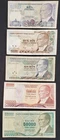 Turkey Banknotes - 1970 - 50000/20000/10000/5000/1000 Lirasi