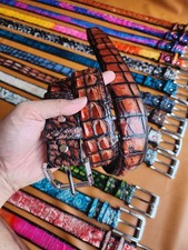 3..8CM Patina red 100 Genuine Leather Skin Men Silver Pin Buckle-Customize