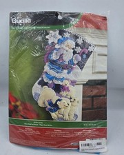NEW- Bucilla Arctic Santa Christmas Polar Bears Purple Felt Stocking Kit