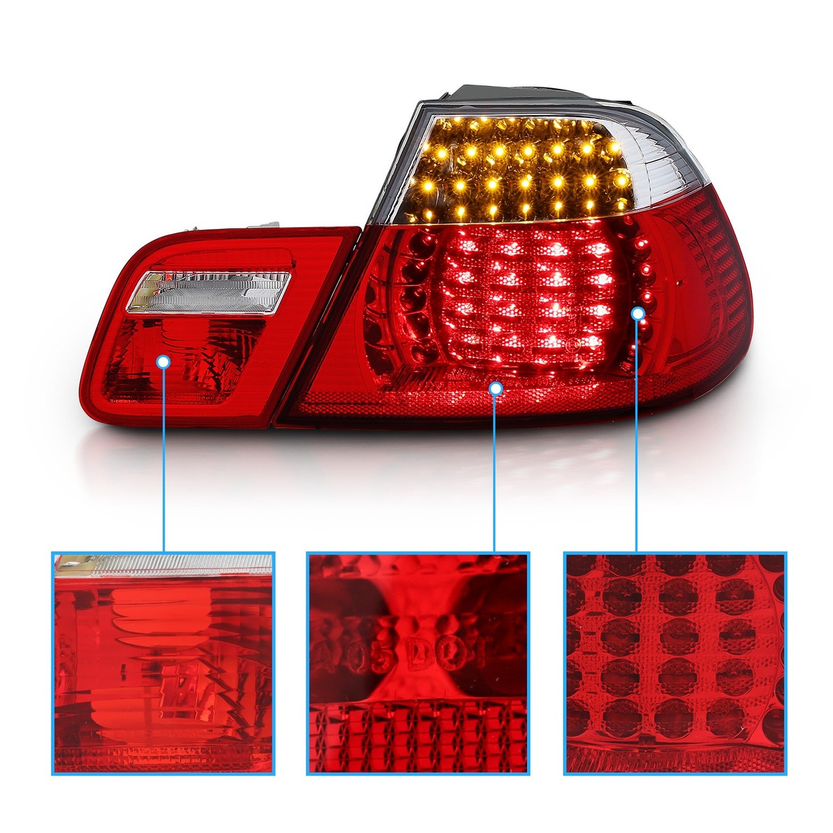 2000-2001-2002-2003 BMW E46 325Ci 330Ci M3 Coupe Red Tail Lights 