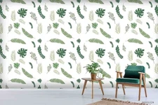 3D Fresh Green Leaves Pattern Self-adhesive Removeable Wallpaper Wall Mural