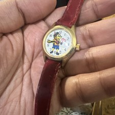 Working Vintage Mickey Mouse Manual Wind Gold...