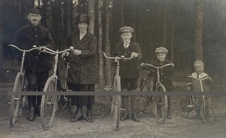 Family with Bicycle Circa 1910 1930 Cyclist Cyclist Photo / Postcard