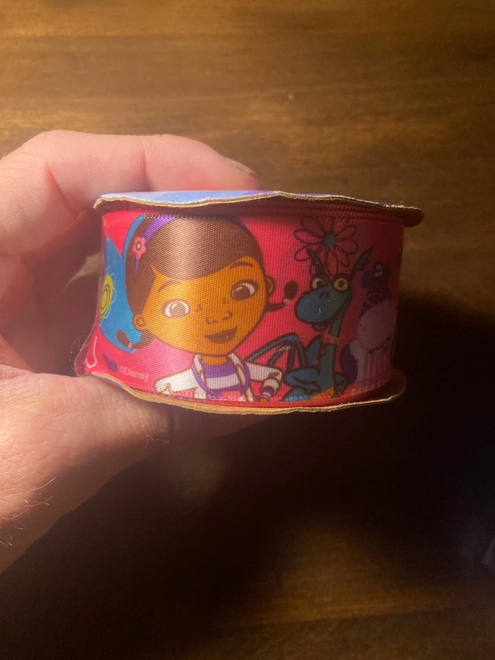 1.5" Disney Doc McStuffins Pink Ribbon-Offray 3 yds (9 ft) Flowers Hearts Lot - Image 4 of 4