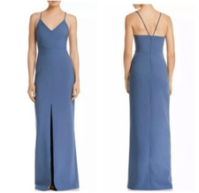 LIKELY Brooklyn Front-Slit column Gownin blue gray size 4