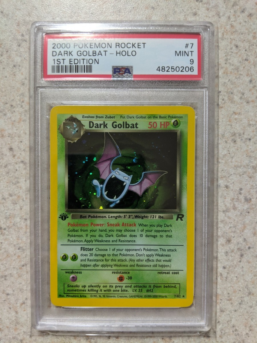 2000 Pokemon Team Rocket 1st Edition #7 Dark Golbat - Holo PSA 9