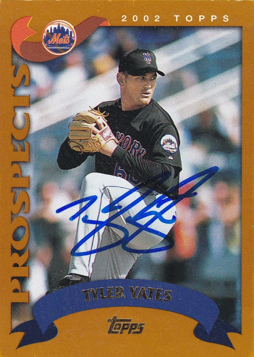 TYLER YATES NEW YORK METS SIGNED BASEBALL CARD ATLANTA BRAVES